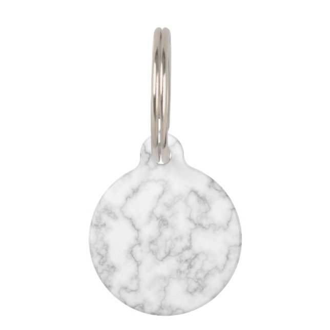 Graues, weißes Marmorsteinmuster Tiernamensmarke (Vorderseite)