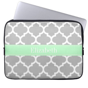 Graues weißes marokkanisches #5 Mini Name Monogram Laptopschutzhülle