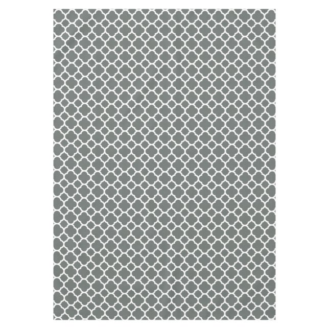 Graues, weißes Quatrefolienmuster Tischdecke (Vorderseite)