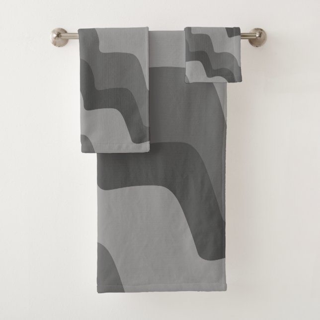 Graues Wellenmuster Badhandtuch Set (Insitu)