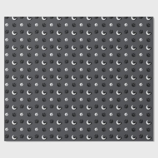 Graues Werwolf-Mond-Geschenkpapier Geschenkpapier (Flach)