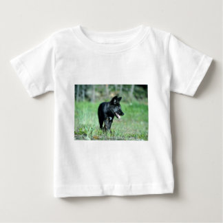 Graues Wolf-Sommer (Schwarzphase) Junges Baby T-shirt