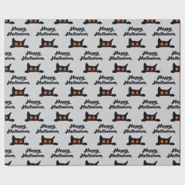 Graues Wrapping Paper mit schwarzen Katzen zu Hall Geschenkpapier