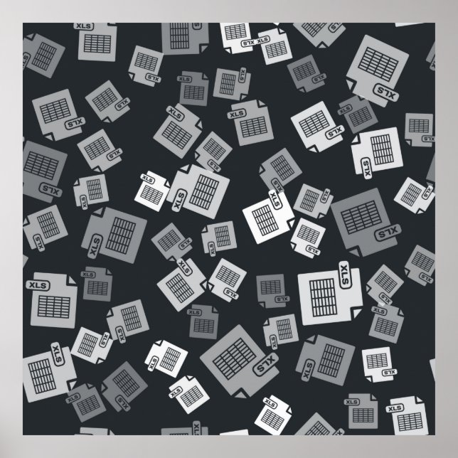 Graues XLS-Dateidokument. xls button icon i herunt Poster (Vorne)