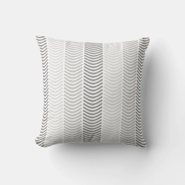 Graues Zickzack Muster/Print Kissen (Vorderseite)