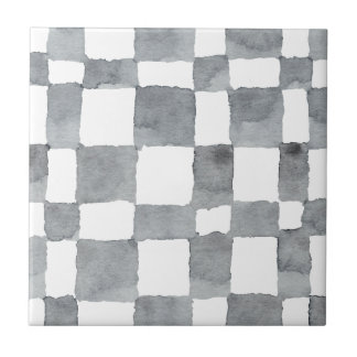 Graufarbene Karo Keramik Tile Fliese