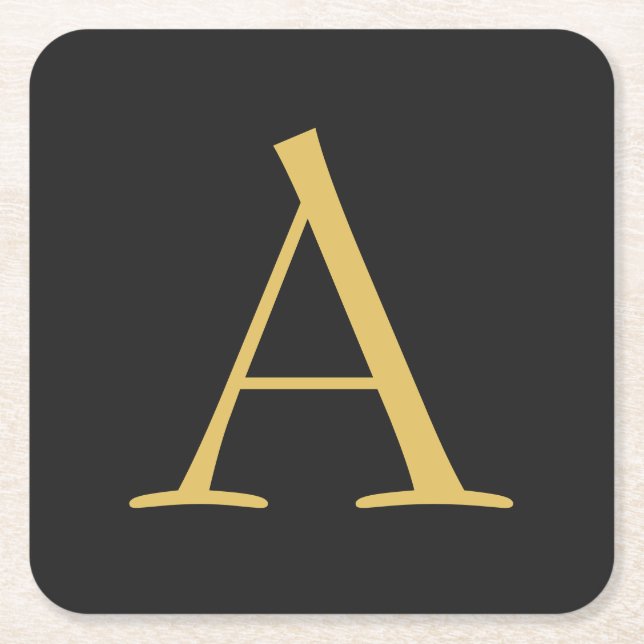 Graufarbige Monogramm Beruflich Rechteckiger Pappuntersetzer (Vorderseite)