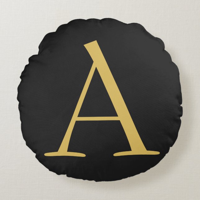 Graufarbige Monogramm Beruflich Rundes Kissen (Vorderseite)