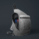 Graugefälle geometrisches Maschenmuster Crossbody Bag<br><div class="desc">Graugefälle geometrisches Messprofil bedruckte Tasche. Coole Mode Accessoires Tasche für jeden. Dreieck geometrisches Mesh mit Licht bis dunkelgrauem Ober Farbverlauf Design.</div>