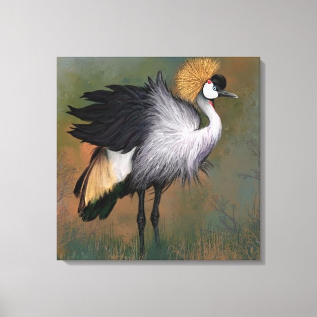 Graugekrönter Krane Bird Canvas Print - Malerei Leinwanddruck (Vorderseite)