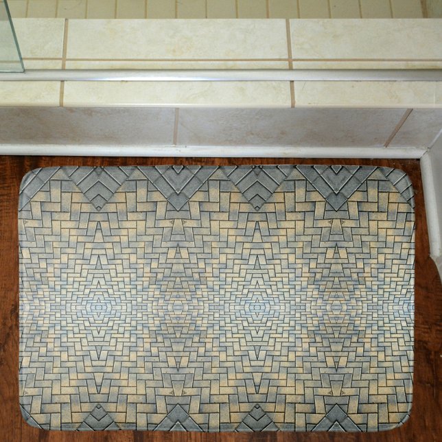 Graugelb und blassblauer Mosaikstein Badematte (Von Creator hochgeladen)