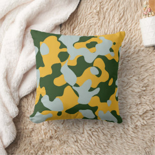 Graugelbe grüne Camouflage Kissen
