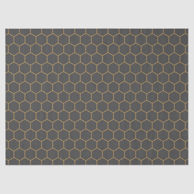Graugelbe Honeycomb Hexagon Muster Trendy Chic Seidenpapier (Vorderseite)