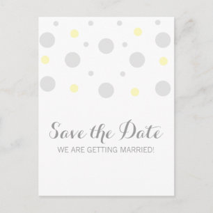 Graugelbe Konfetti Save the Date Postkarte