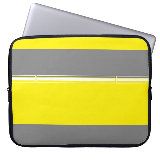 Graugelbe weiße Linien Computer Laptop-Sieb Laptopschutzhülle (Vorderseite)