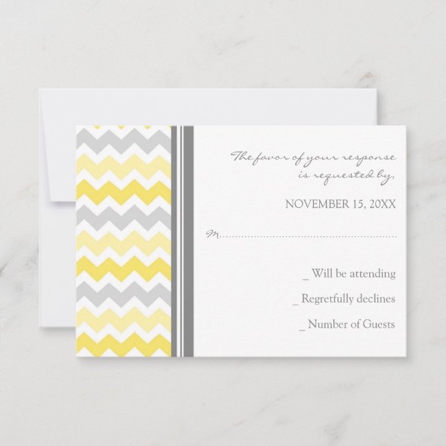 Graugelbe Zickzack UAWG Wedding Card RSVP Karte (Vorderseite)