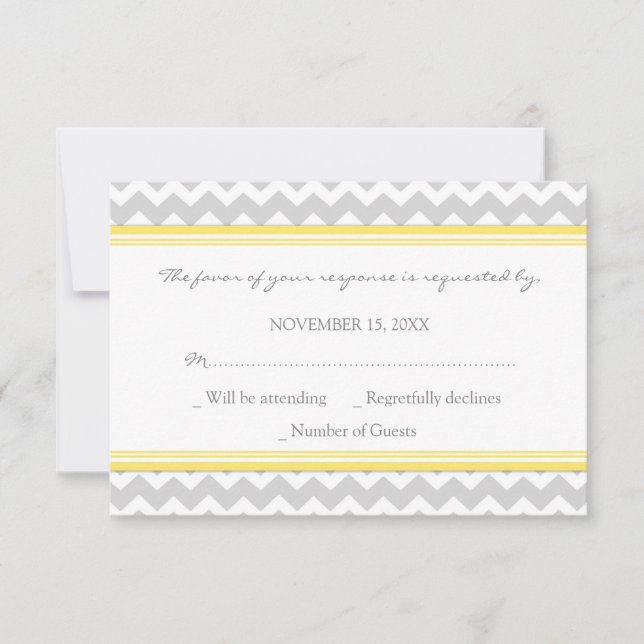 Graugelbe Zickzack UAWG Wedding Card RSVP Karte (Vorderseite)