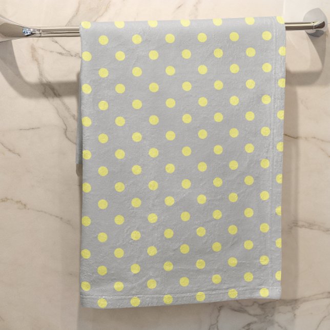 Graugelber Polka Dot Badhandtuch Set (Von Creator hochgeladen)