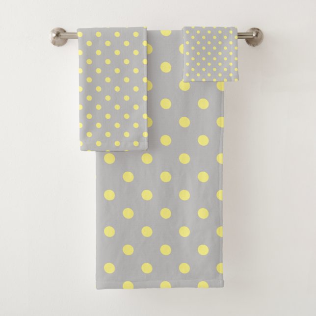 Graugelber Polka Dot Badhandtuch Set (Insitu)