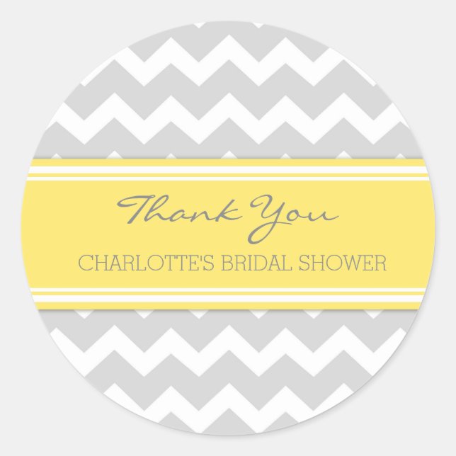 Graugelbes Zickzack Brautparty Vorzugstriche Runder Aufkleber (Vorderseite)