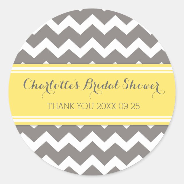 Graugelbes Zickzack Brautparty Vorzugstriche Runder Aufkleber (Vorderseite)
