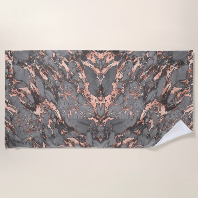Graugold-Rose Marmor, modernes Design Strandtuch (Vorderseite)