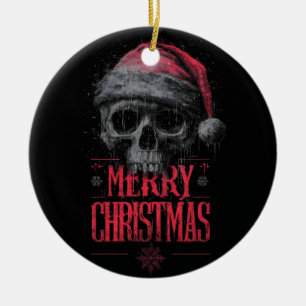 Graugothischer Schädel mit einer beängstigenden We Keramik Ornament