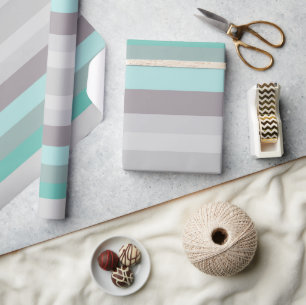 Graugrüne blaue Streifen Geschenkpapier