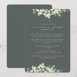 Graugrüner Schneebeeren-Eukalyptus-Hochzeitsempfan Einladung