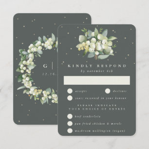 Graugrüner Schneebeeren- und Eukalyptusstrauß Hoch RSVP Karte