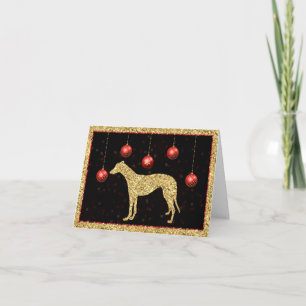 Grauhound-Gold-Glitter-Christmas-Kugel Karte