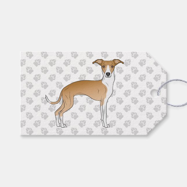 Grauhund-Hund mit Pfoten Geschenkanhänger (Vorderseite (Horizontal))