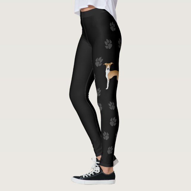 Grauhund-Hund mit Pfoten Leggings (Links)