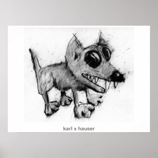 Grauhund mit Zähnen Poster (Vorne)