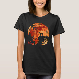 Grauhund und Mond Halloween Kostüm Pumpkin Hund T-Shirt