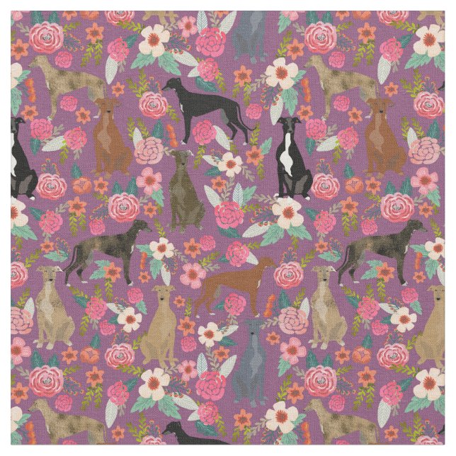 Grauhunde Vintage Blumen lila Stoff (Nahaufnahme)