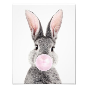 Graukaninchen blasen rosa Kaugummi Fotodruck