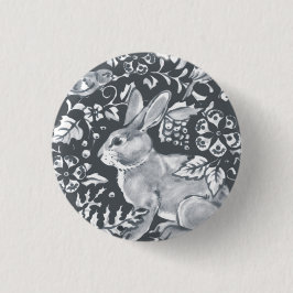 Graukaninchen Muster Floral Bird Woodland Einzigar Button