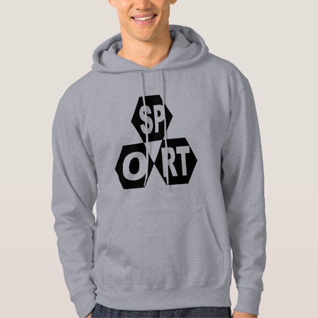 Graukapuzenpullover DESIGN SPORT Hoodie (Vorderseite)
