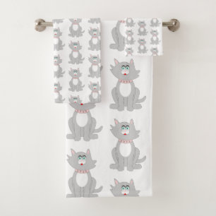 Graukatzendesign Badhandtuch Set