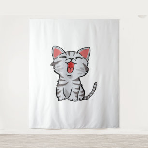 Graukatzenkatze Cartoon Wandteppich
