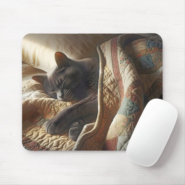 Graukatzenzucht unter einer Decke Mousepad (Mit Mouse)