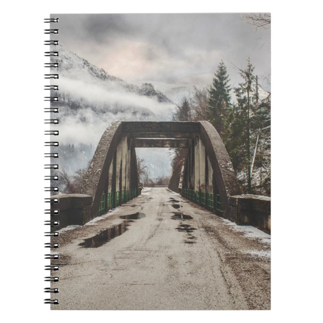 GRAUKONKRETE ARCHENBRÜCKE NEBEN LEAFLESS BAUM NOTIZBLOCK (Vorderseite)