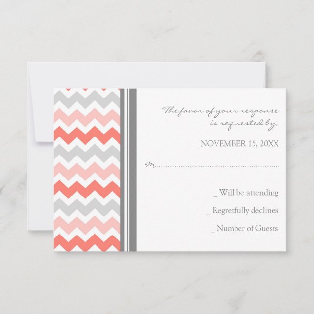 Graukorallenkoralle Zickzack UAWG Wedding Card RSVP Karte (Vorderseite)