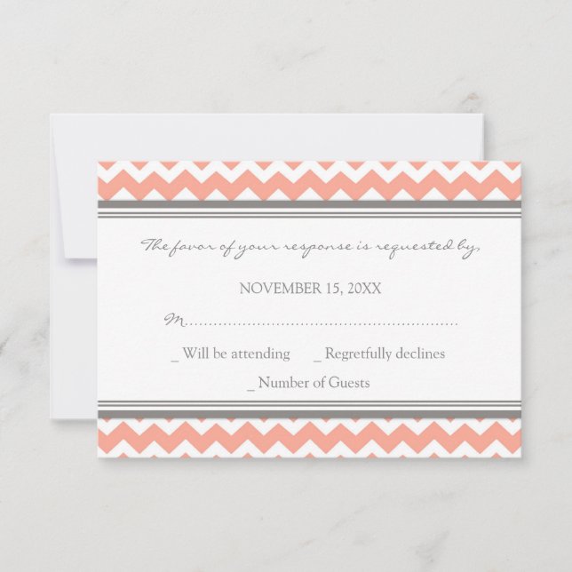Graukorallenkoralle Zickzack UAWG Wedding Card RSVP Karte (Vorderseite)