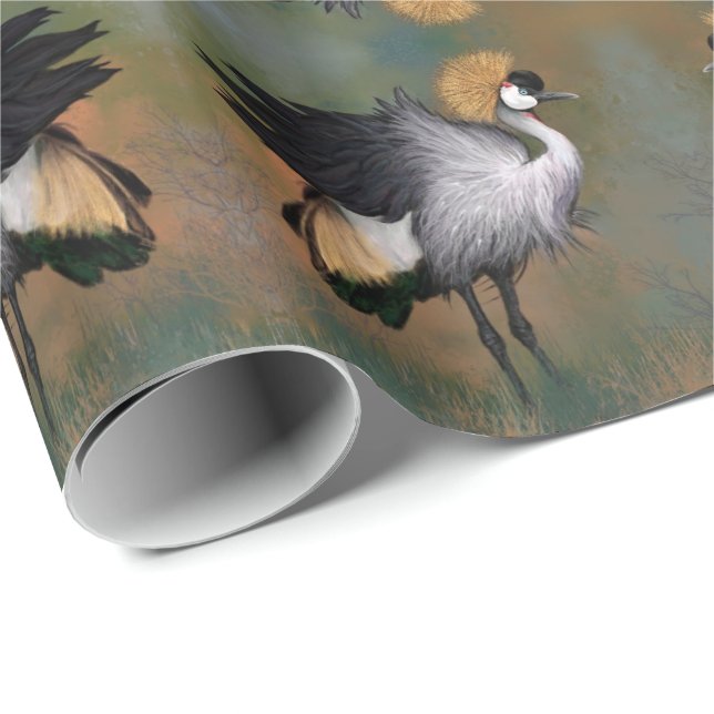 Graukronenkrane-Vogelumschlagpapier Geschenkpapier (Rolleneckpunkt)