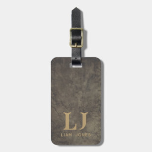 Grauleder Mit Monogramm Moderne Vintag Gepäckanhänger