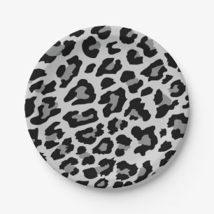 Grauleopard Print Pappteller