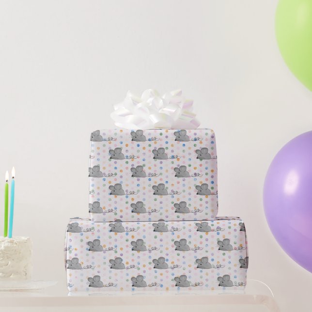 Graumäuse auf Polka-Punkten Geschenkpapier (Partygeschenke)