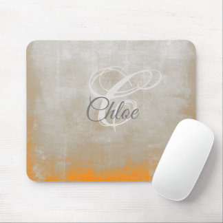 Grauorange Abstrakte Monogramm Mousepad